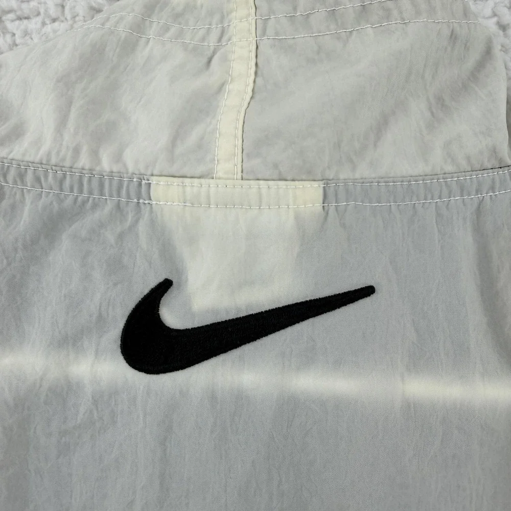 Vintage Nike Jacket Mens XL White 1/4 Zip Windbreaker Big Swoosh Pullover 90s